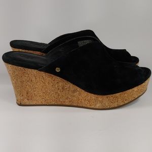 UGG Womens Black Seude Wedges Size 7.5